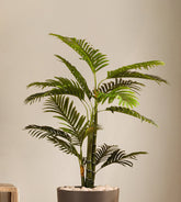 Alamkari India Fabric & Plastic Artificial Areca Palm Plant in Black Pot (100 cm)